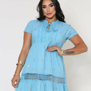 VESTIDO CURTO BOHO ALGODAO