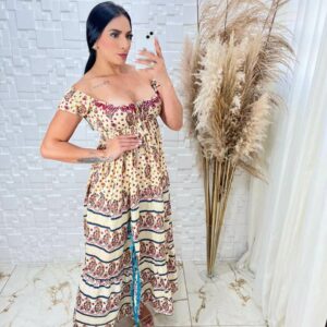 Vestido Longo de Algodão